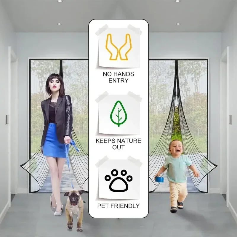 Hands-Free Magnetic Screen Door – Auto Close, Bug-Free Home